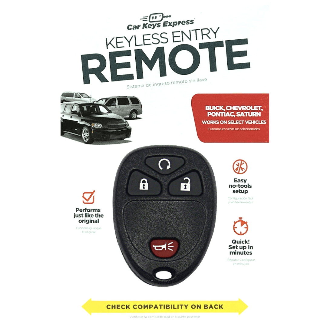 Keyless Entry Remote for Select Buick, Chevrolet, Pontiac & Saturn Vehicles, 4 Button Remote FOB (GMRM-4RZ0RE-KIT) - Tom's Key Company
