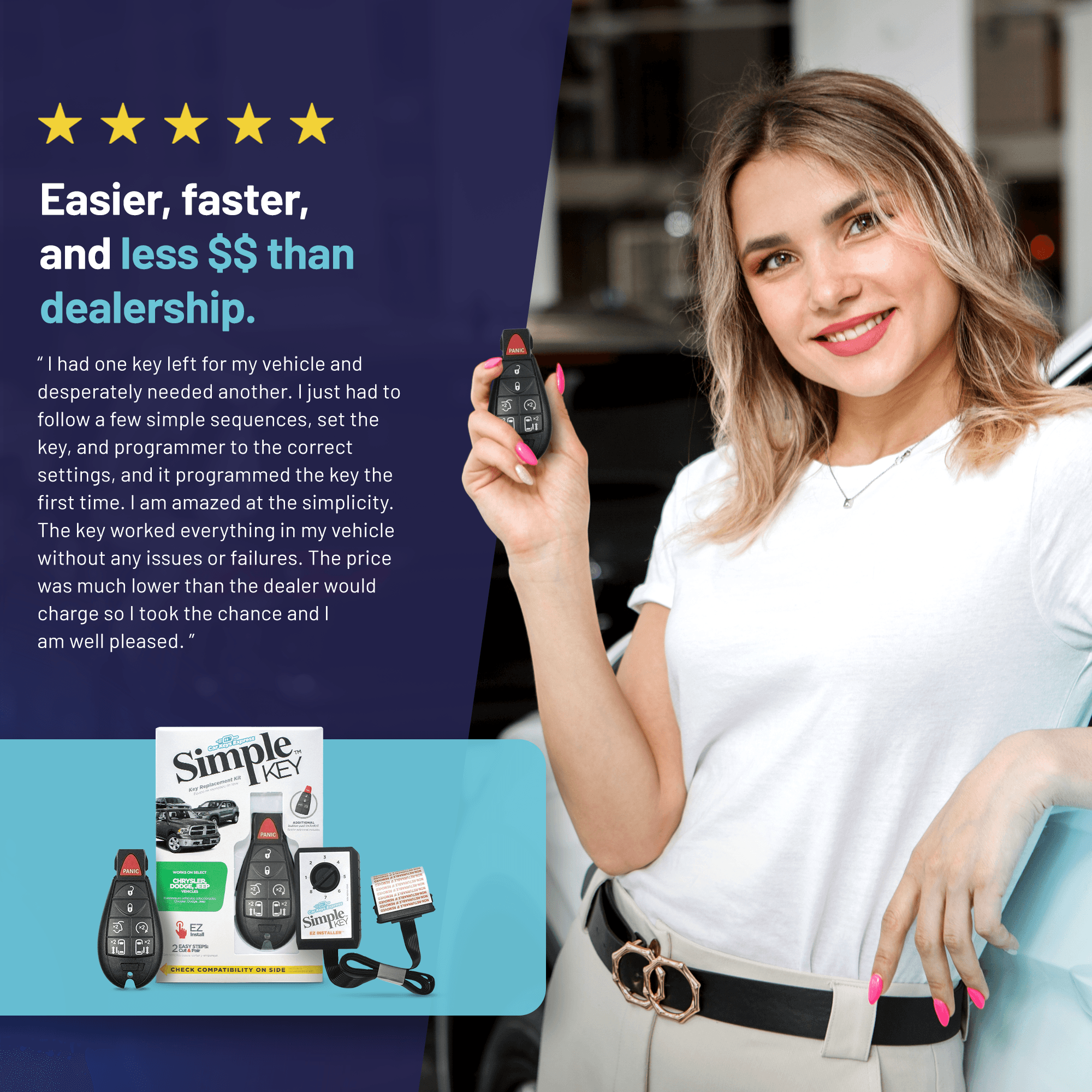 Chrysler, Dodge, Jeep and Volkswagen Simple Key Programmer for Smart Key Fob (CDFO-E7RHZ0SK-KIT) - Tom's Key Company