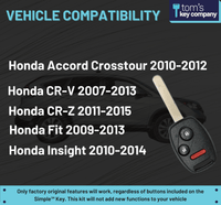 Simple Key Programming Kit - Honda Accord Crosstour 2010-2012/Honda CR-V 2007-2013/Honda CR-Z 2011-2015/Honda Fit 2009-2013/Honda Insight 2010-2014 - MLBHLIK-1T (HNRH-H3Z1SK-KIT) - Tom's Key Company