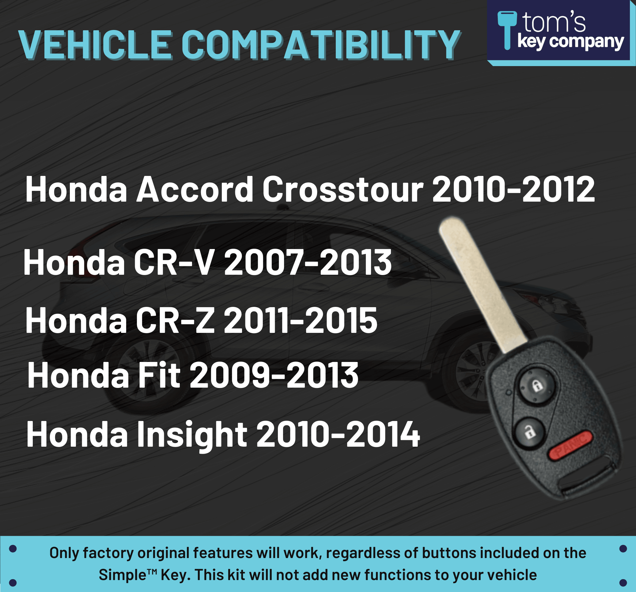 Simple Key Programming Kit - Honda Accord Crosstour 2010-2012/Honda CR-V 2007-2013/Honda CR-Z 2011-2015/Honda Fit 2009-2013/Honda Insight 2010-2014 - MLBHLIK-1T (HNRH-H3Z1SK-KIT) - Tom's Key Company