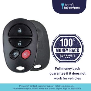 4 Button Keyless Entry Remote Car Key FOB for Toyota Sequoia (GQ43VT20T-4B-HATCH) - Tom's Key Company