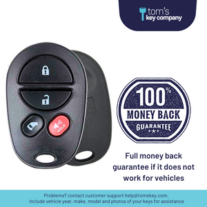 4 Button Keyless Entry Remote Car Key FOB for Toyota Sienna Vans (GQ43VT20T-4B-DOOR) - Tom's Key Company