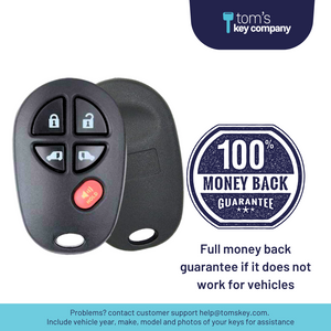5 Button Keyless Entry Remote Car Key FOB for Toyota Sienna Vans (GQ43VT20T-5B) - Tom's Key Company