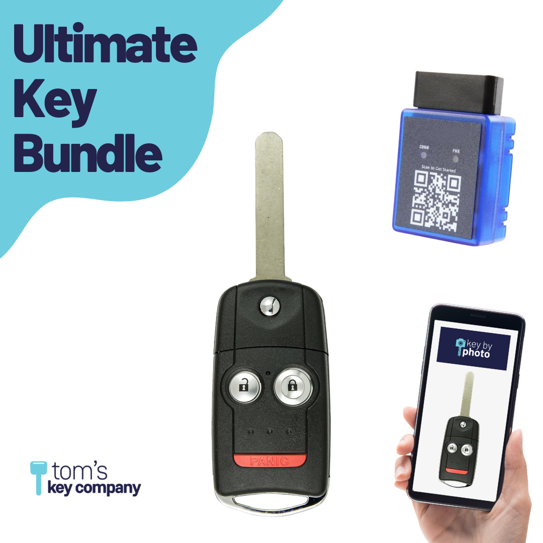 Ultimate Remote Key Bundle with Programming Tool, Aftermarket 3-Button Remote Key and Key By Photo for Select Acura Vehicles (ACUCK-3B-888-K-UKB)
