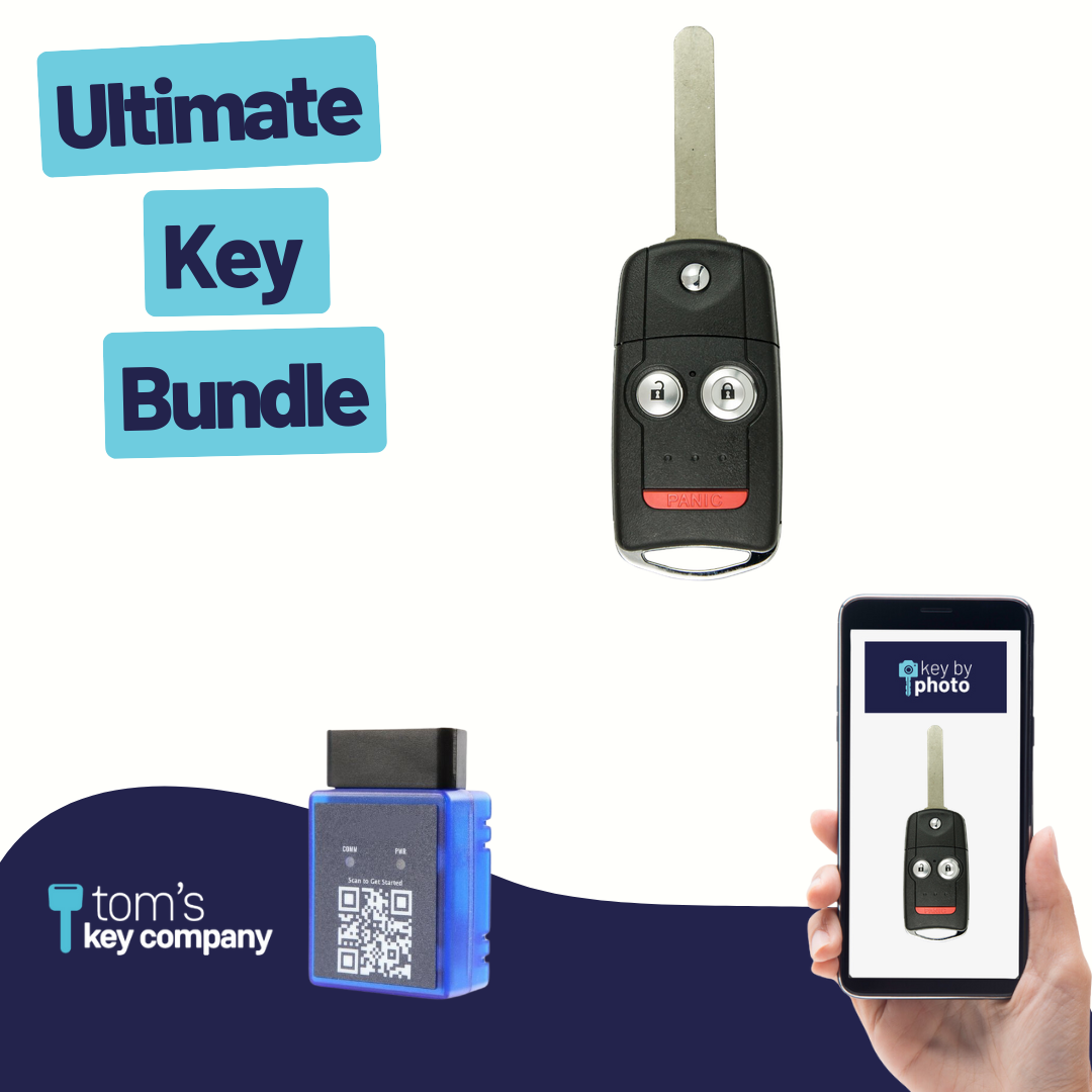 Ultimate Remote Key Bundle with Programming Tool, Aftermarket 3-Button Remote Key and Key By Photo for Select Acura Vehicles (ACUCK-3B-888-K-UKB)