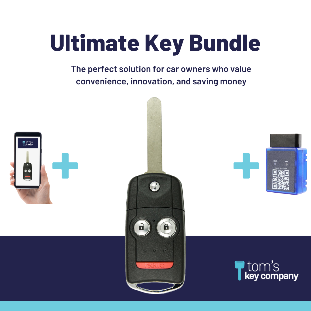 Ultimate Remote Key Bundle with Programming Tool, Aftermarket 3-Button Remote Key and Key By Photo for Select Acura Vehicles (ACUCK-3B-888-K-UKB)