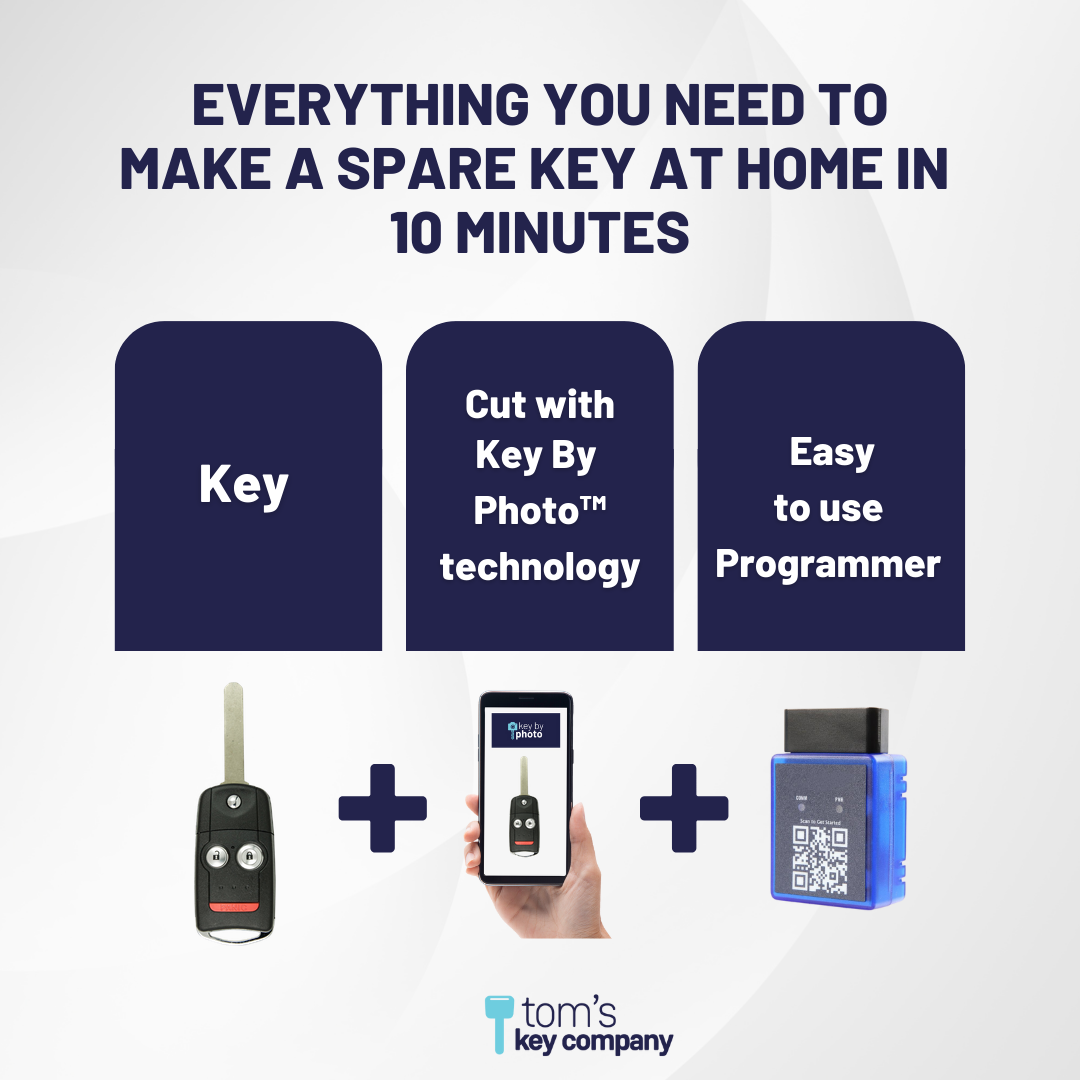 Ultimate Remote Key Bundle with Programming Tool, Aftermarket 3-Button Remote Key and Key By Photo for Select Acura Vehicles (ACUCK-3B-888-K-UKB)