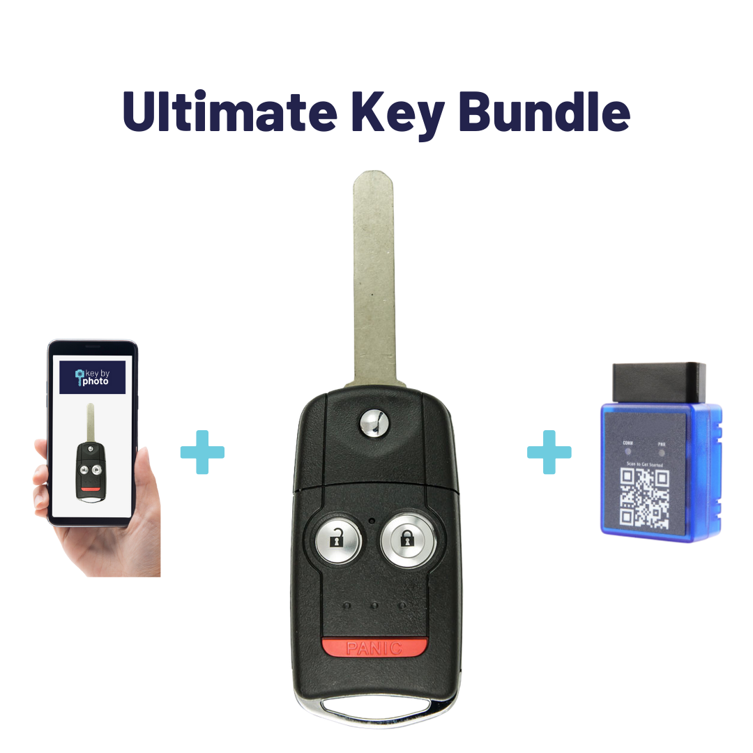 Ultimate Remote Key Bundle with Programming Tool, Aftermarket 3-Button Remote Key and Key By Photo for Select Acura Vehicles (ACUCK-3B-888-K-UKB)