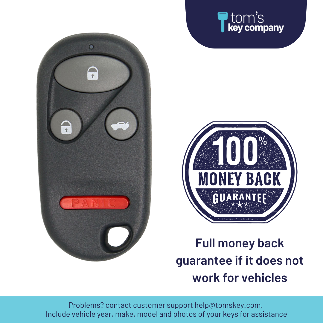 Brand New Aftermarket 4-Button Remote Fob with Lock, Unlock, Trunk, Panic for Select Acura Vehicles (ACUFOB-4B-859-K)