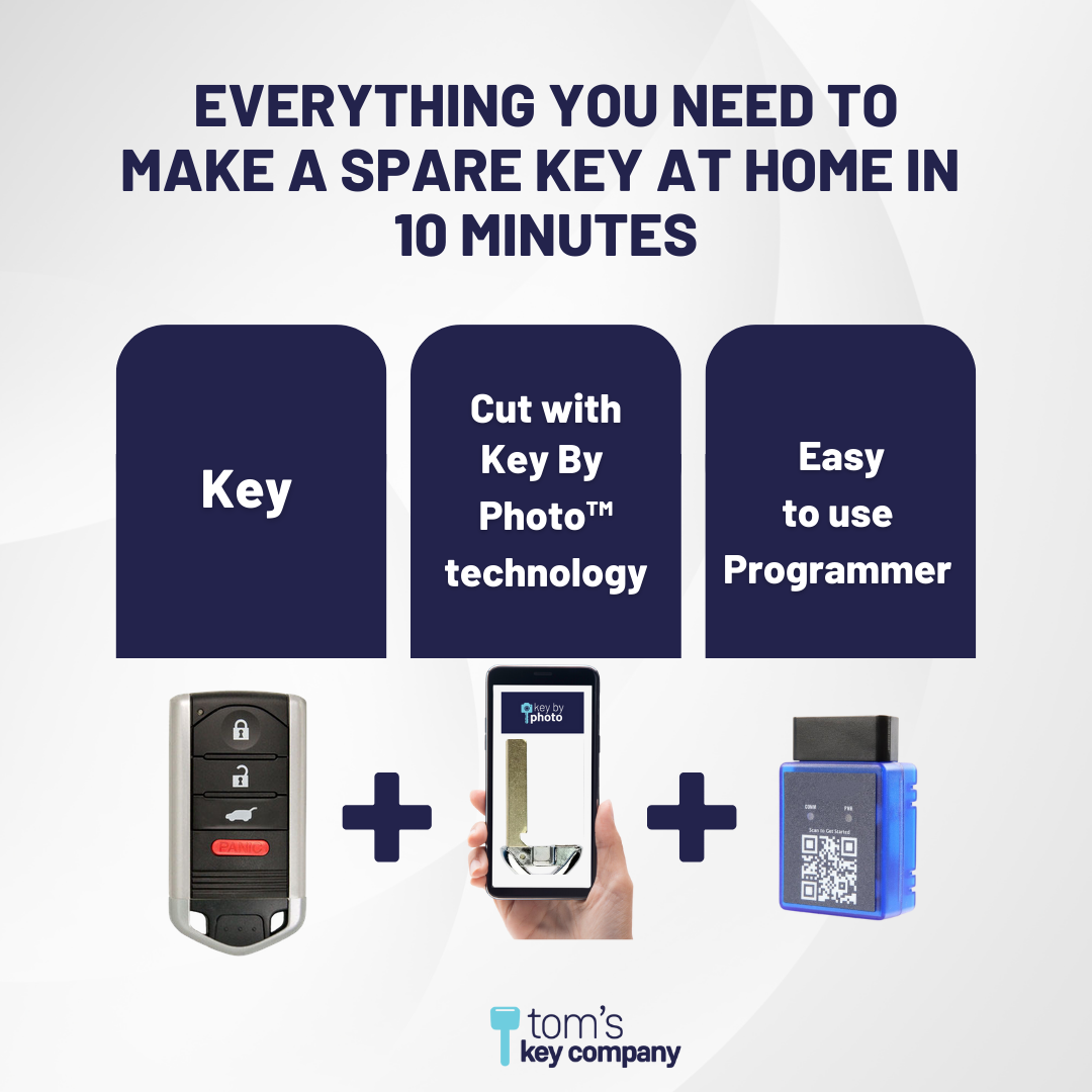 Ultimate Smart Key Bundle with Programming Tool, Refurbished 4-Button Smart Key Fob and Key By Photo for Select Acura Vehicles (ACUSK-4B-895-K-UKB)