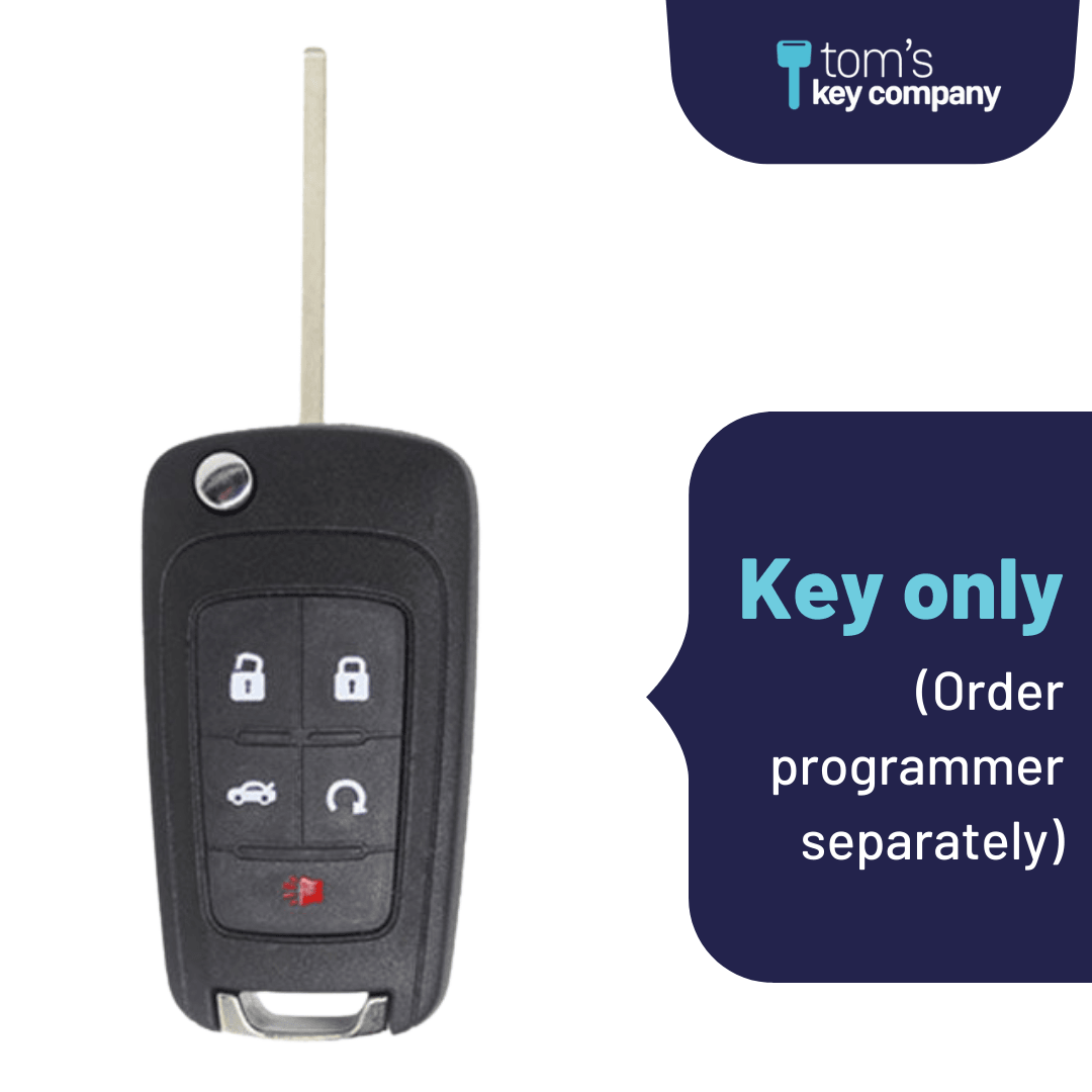 Buick and Chevrolet Brand New Uncut Aftermarket 5 Button Flip Key with Trunk Release and Remote Start (BUIFK-5B-TRRS-FLP)