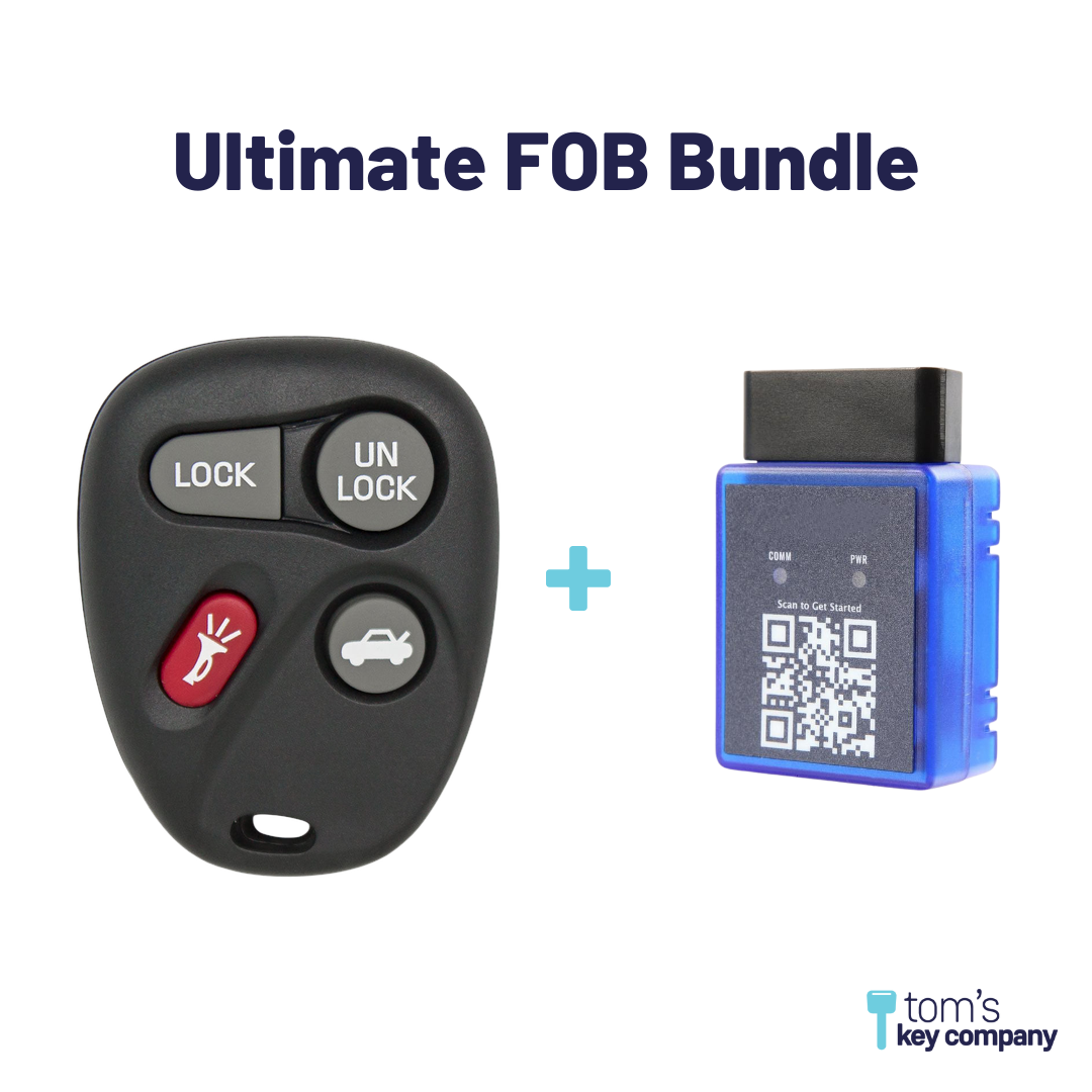 Ultimate Remote FOB Bundle with Programming Tool and Aftermarket 4 Button Remote FOB for Select Buick, Cadillac and Pontiac Vehicles (BUIFOB-4B-585-K-UKB)