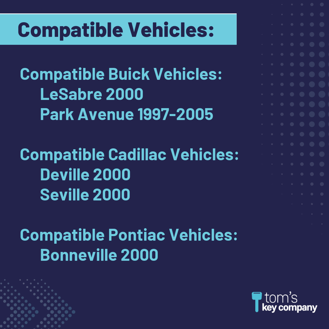 Brand New Aftermarket 4-Button Remote Fob with Lock, Unlock, Trunk, Panic for Select Buick, Cadillac and Pontiac Vehicles (BUIFOB-4B-585-K)