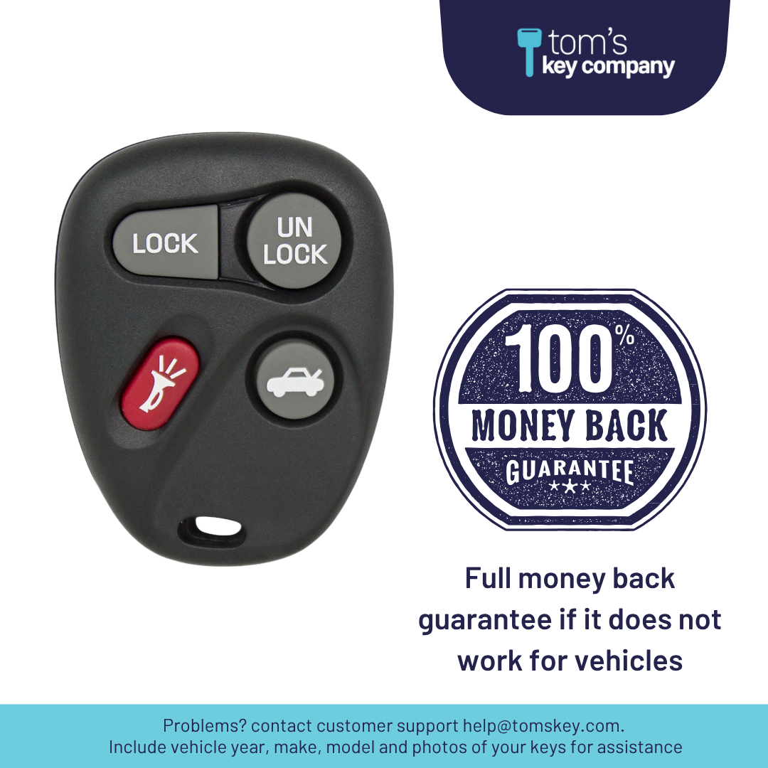 Brand New Aftermarket 4-Button Remote Fob with Lock, Unlock, Trunk, Panic for Select Buick, Cadillac and Pontiac Vehicles (BUIFOB-4B-585-K)