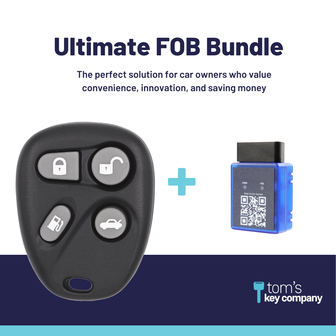 Ultimate Remote FOB Bundle with Programming Tool and Aftermarket 4 Button Remote FOB for Select Cadillac Vehicles (CADFOB-4B-105-K-UKB)