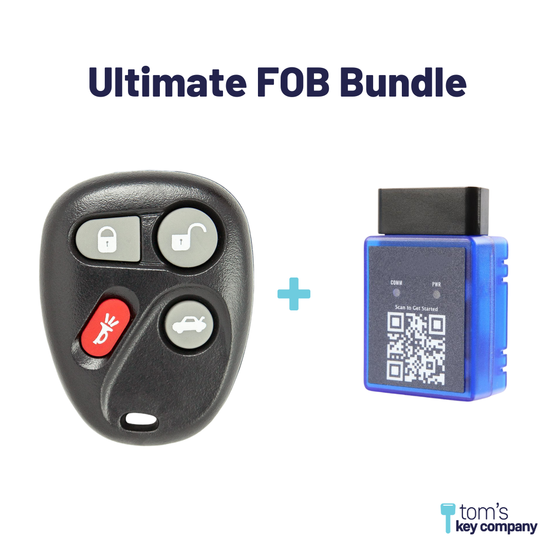 Ultimate Remote FOB Bundle with Programming Tool and Aftermarket 4 Button Remote FOB for Select Cadillac Vehicles (CADFOB-4B-114-K-UKB)