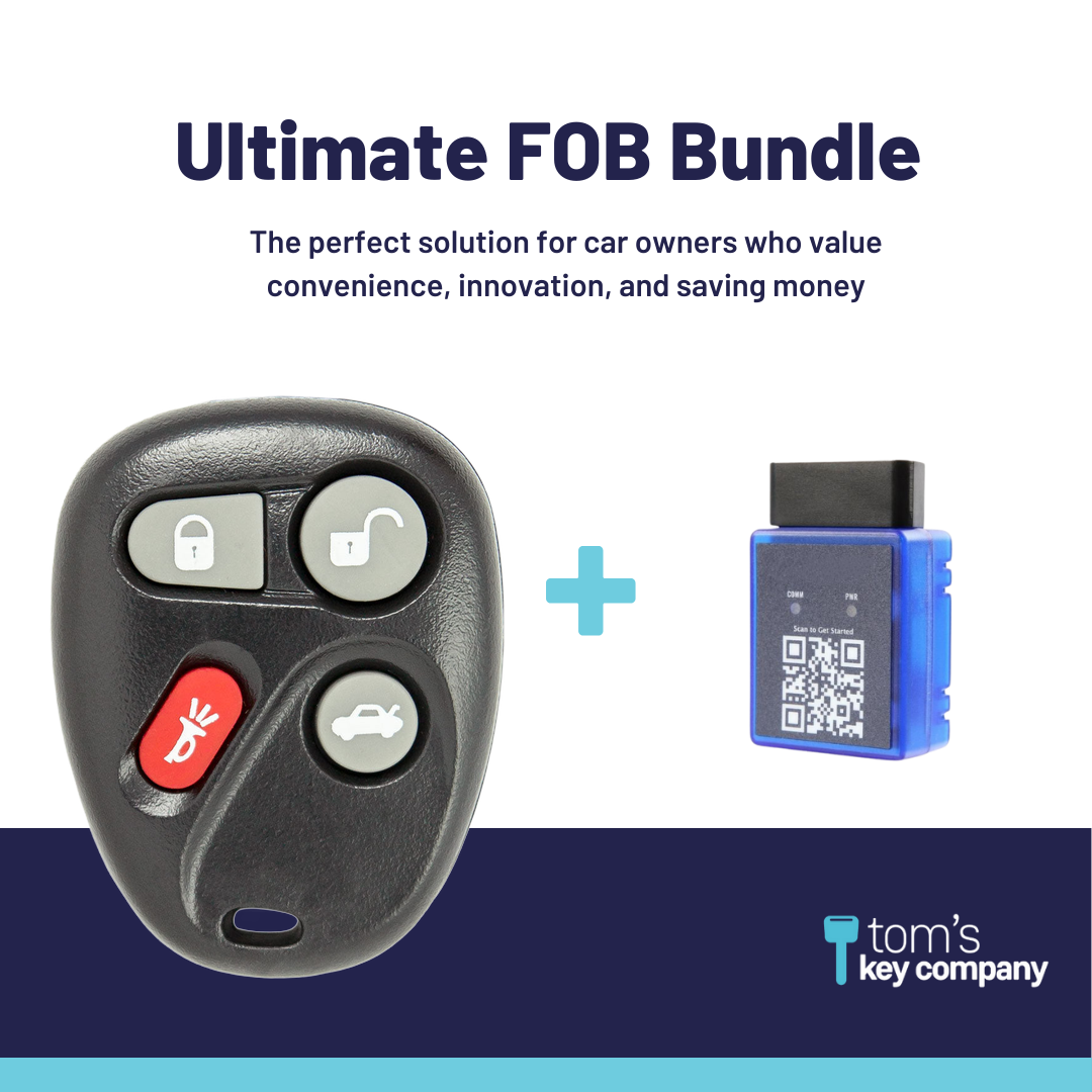 Ultimate Remote FOB Bundle with Programming Tool and Aftermarket 4 Button Remote FOB for Select Cadillac Vehicles (CADFOB-4B-114-K-UKB)
