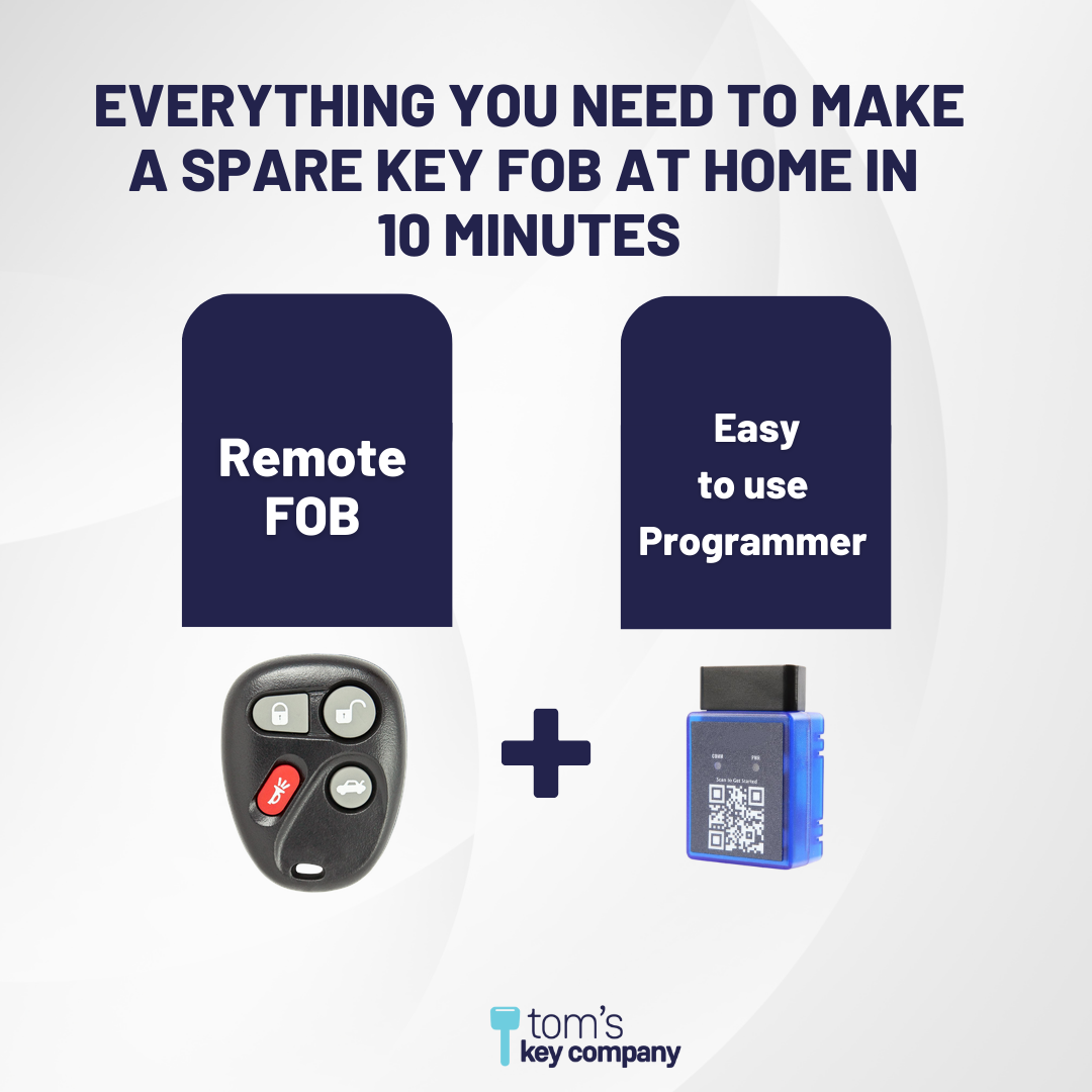 Ultimate Remote FOB Bundle with Programming Tool and Aftermarket 4 Button Remote FOB for Select Cadillac Vehicles (CADFOB-4B-114-K-UKB)