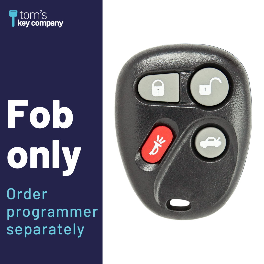 Brand New Aftermarket 4-Button Remote Fob with Lock, Unlock, Trunk, Panic for Select Cadillac Vehicles (CADFOB-4B-114-K)