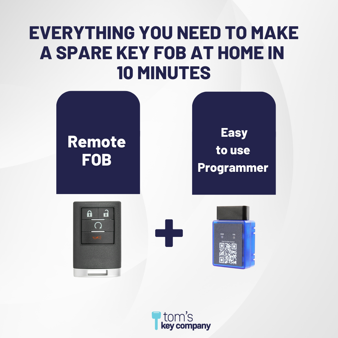 Ultimate Remote FOB Bundle with Programming Tool and Aftermarket 4 Button Remote FOB for Select Cadillac Vehicles (CADFOB-4B-147-K-UKB)