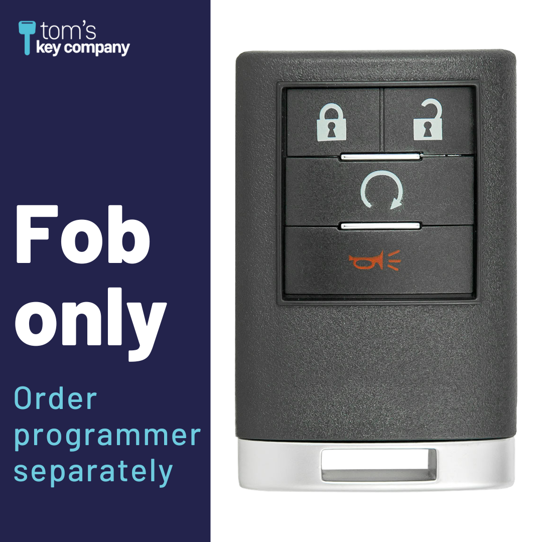 Brand New Aftermarket 4-Button Remote Fob with Lock, Unlock, Remote Start, Panic for Select Cadillac Vehicles (CADFOB-4B-147-K)