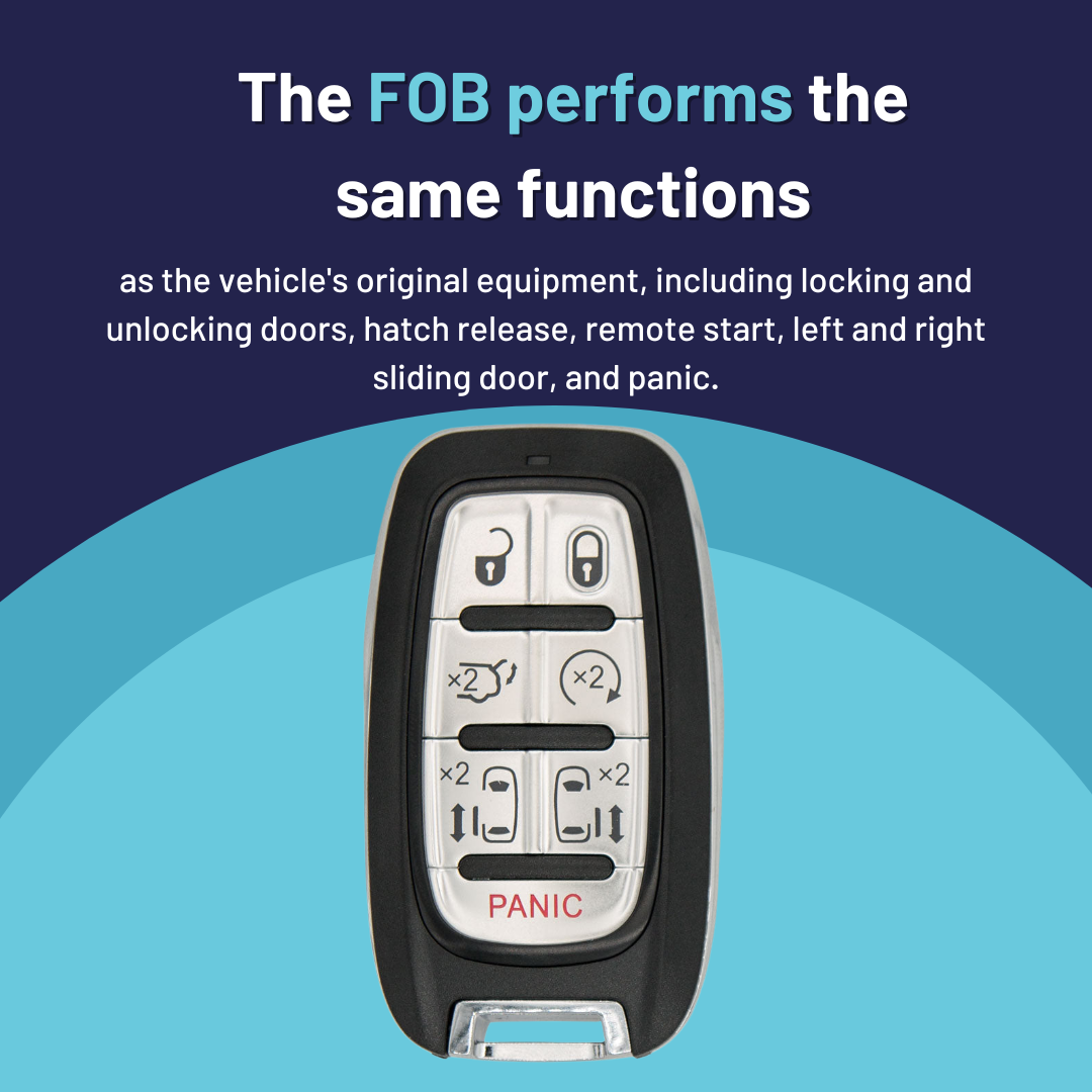 Like New Refurbished OEM 7-Button Smart Key Fob with Remote Start, Trunk Release, Left and Right Sliding Doors for Select Chrysler Vehicles (CDJ-7B-5900-REFURB)