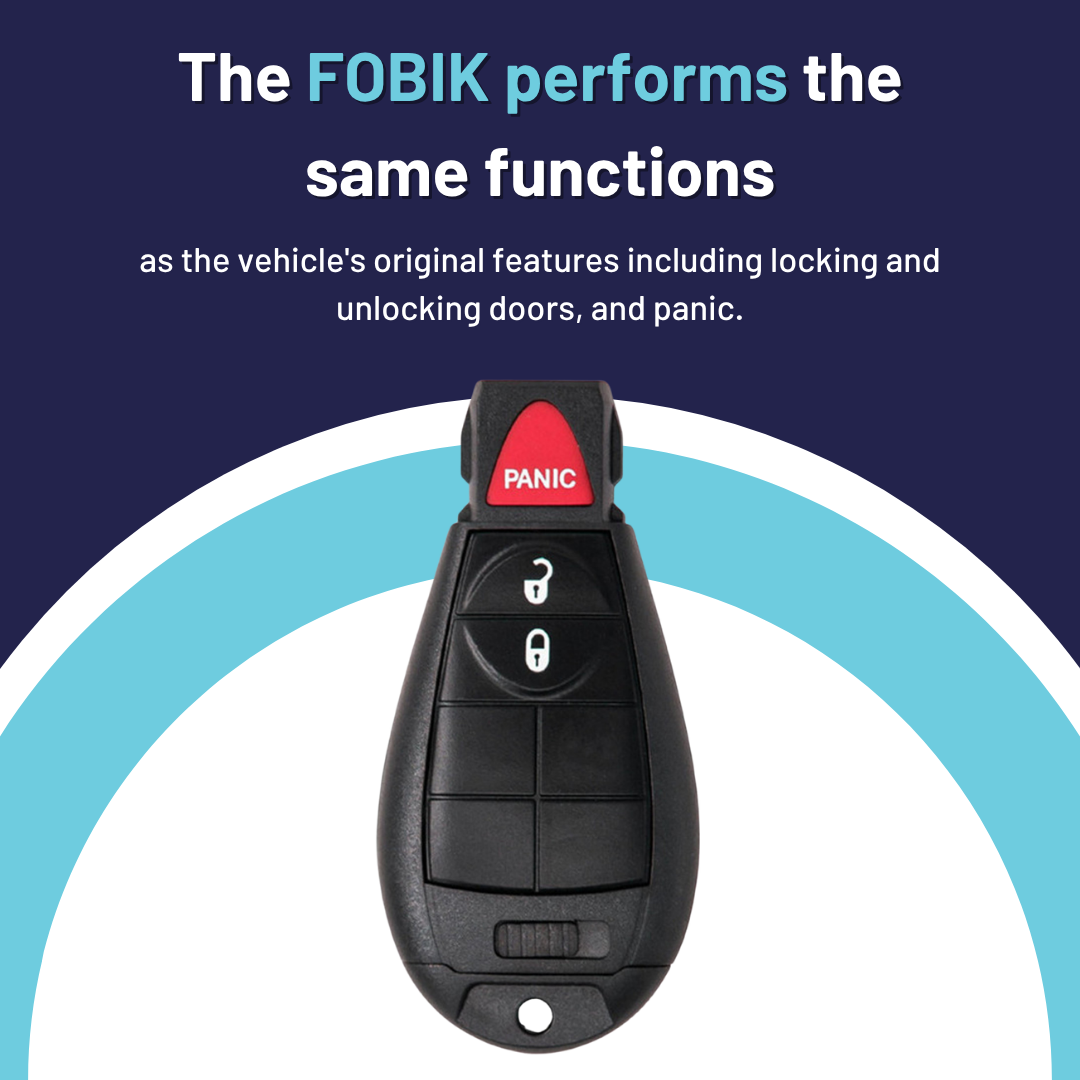 Brand New Aftermarket 3 Button FOBIK with Durashell for Select Jeep Vehicle (CDJ-GQ4-3B-FBK)