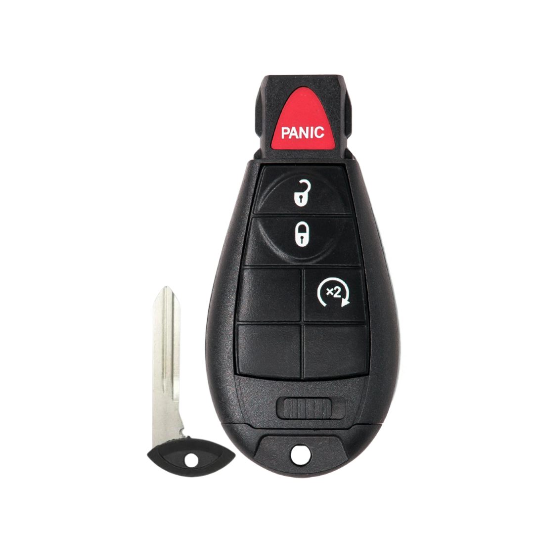 Brand New Aftermarket 4 Button FOBIK with Durashell for Select Jeep Vehicle (CDJ-GQ4-4B-RS-FBK)