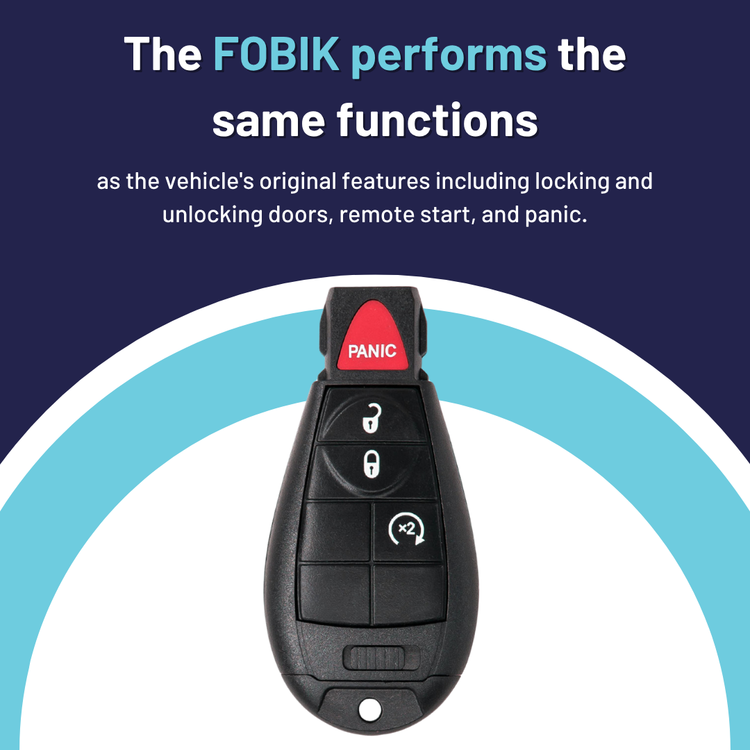 Brand New Aftermarket 4 Button FOBIK with Durashell for Select Jeep Vehicle (CDJ-GQ4-4B-RS-FBK)