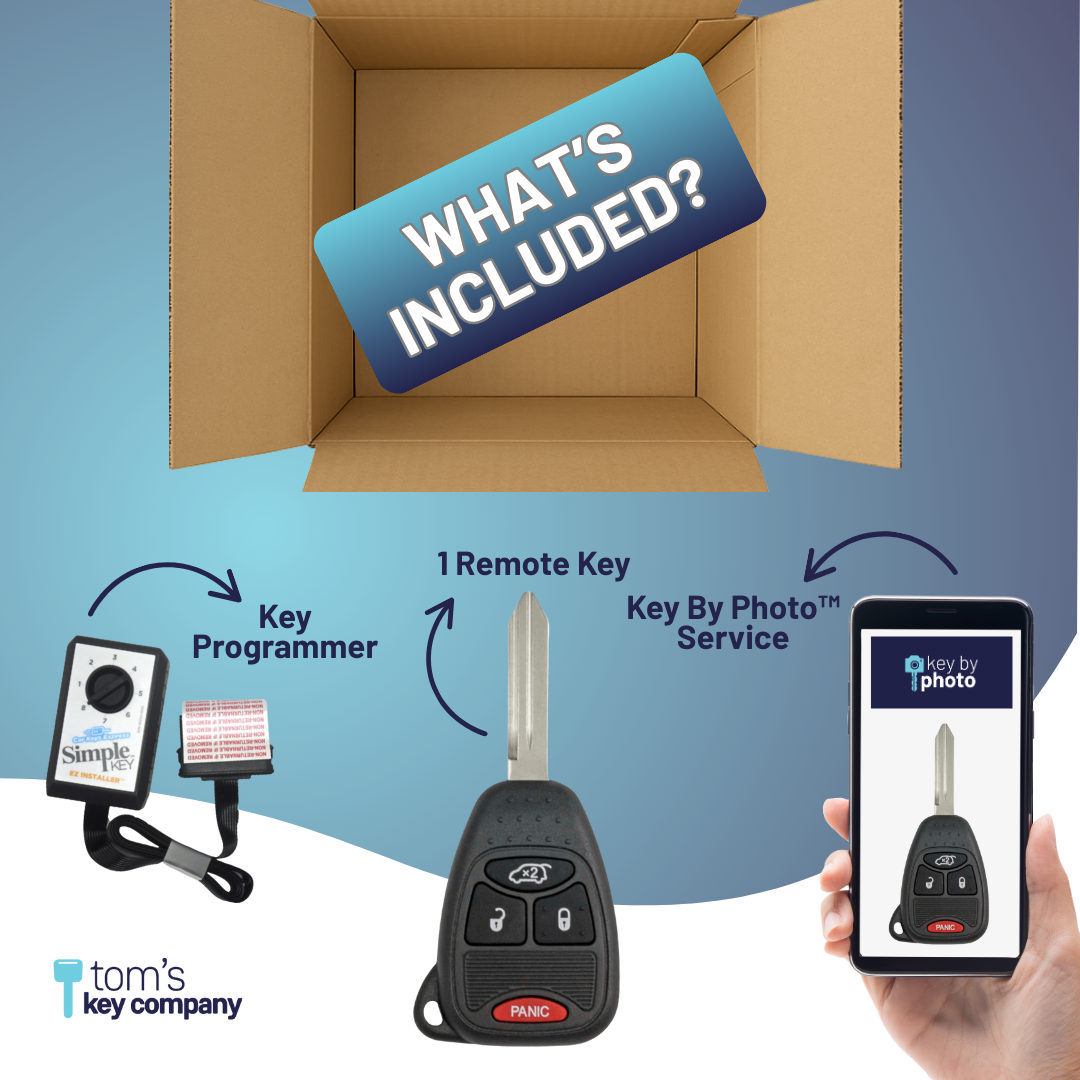 Ultimate Key Bundle DIY Car Key Replacement Kit with SimpleKey™ Programmer & Key By Photo™ Service | Chrysler, Dodge, and Jeep with 4 Button Remote Key with Trunk Release (CDRH-E4HZ0SK-KBP-UKB)