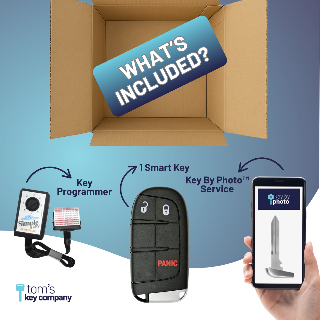 Ultimate Key Bundle DIY Car Key Replacement Kit with SimpleKey™ Programmer & Key By Photo™ Service | Select Chrysler, Dodge, Jeep and Ram with 3 Button Smart Key (CDSK-E3Z0SK-KBP-UKB)