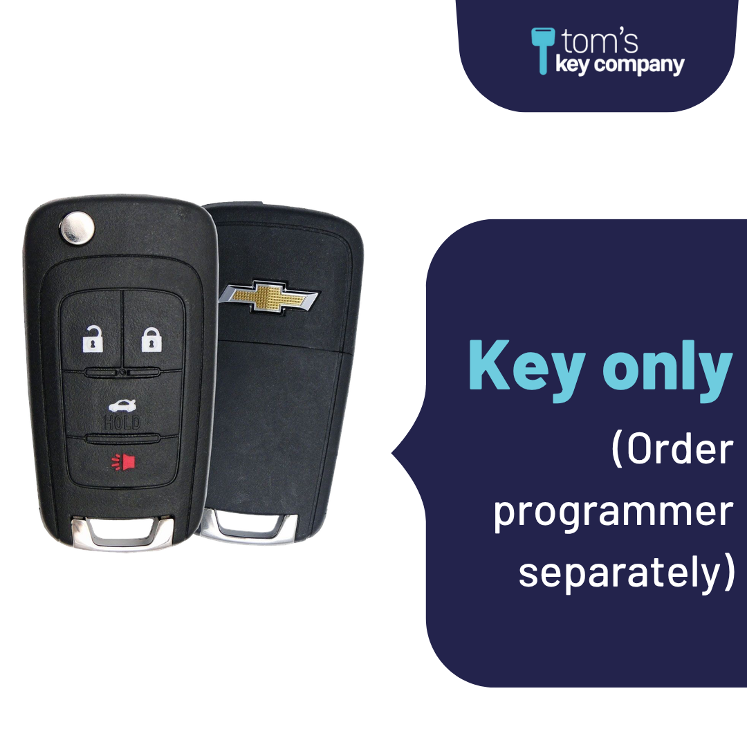 Brand New Aftermarket 4-Button Remote Key with Lock, Unlock, Trunk, Panic for Select Chevrolet Vehicles (CHECK-4B-TR-808-REF-K)