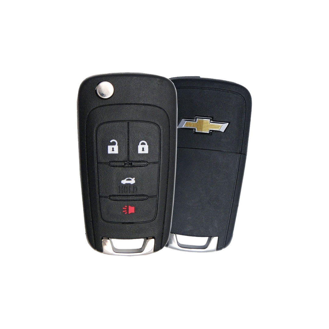 Brand New Aftermarket 4-Button Remote Key with Lock, Unlock, Trunk, Panic for Select Chevrolet Vehicles (CHECK-4B-TR-808-REF-K)