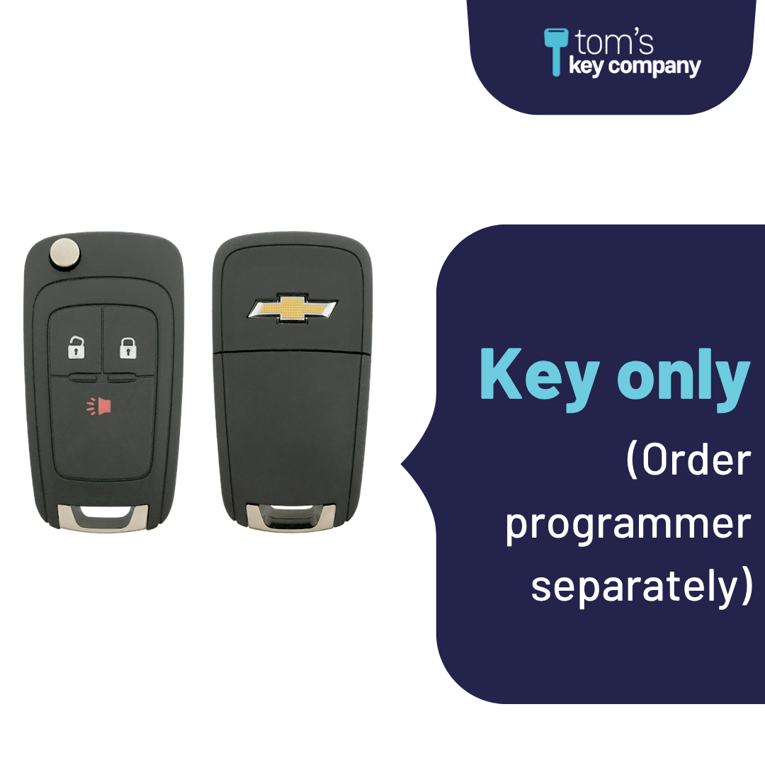 Brand New Aftermarket 3-Button Remote Key with Lock, Unlock, Panic for Select Chevrolet Vehicles (CHEFLP-3B-839-REF-K)