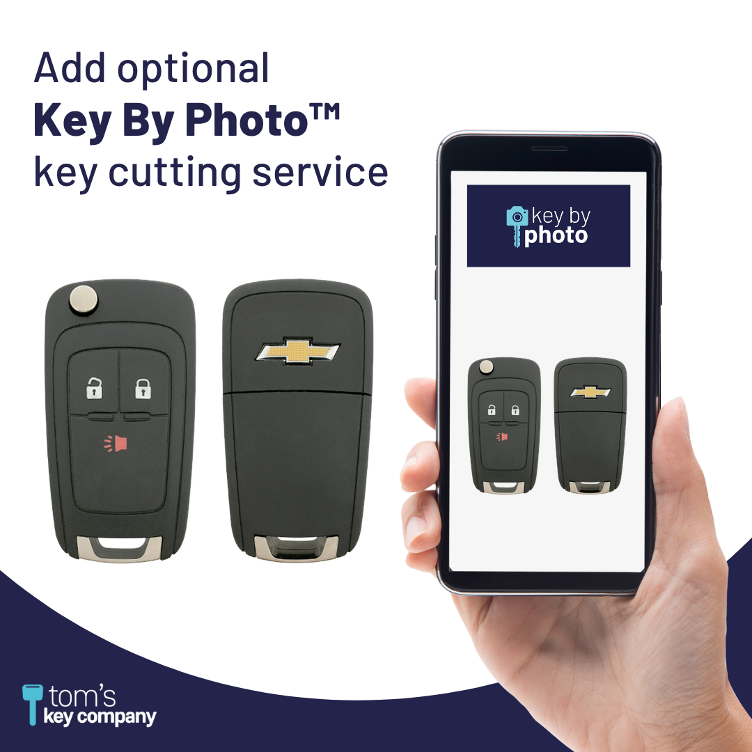 Brand New Aftermarket 3-Button Remote Key with Lock, Unlock, Panic for Select Chevrolet Vehicles (CHEFLP-3B-839-REF-K)