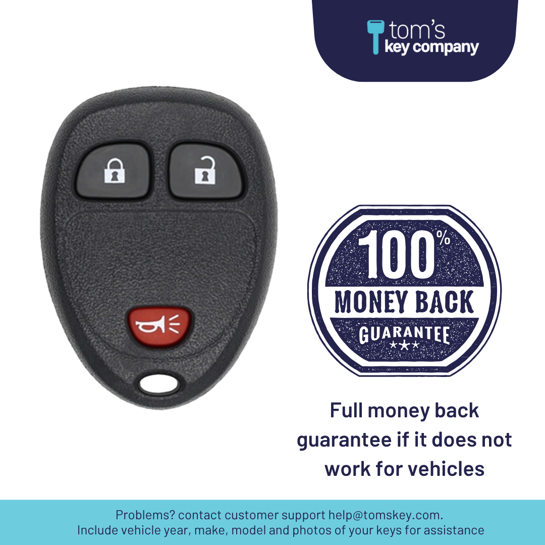 Brand New Aftermarket 3-Button Remote Fob with Lock, Unlock, Panic for Select Chevrolet Vehicles (CHEFOB-3B-687-RC-K)