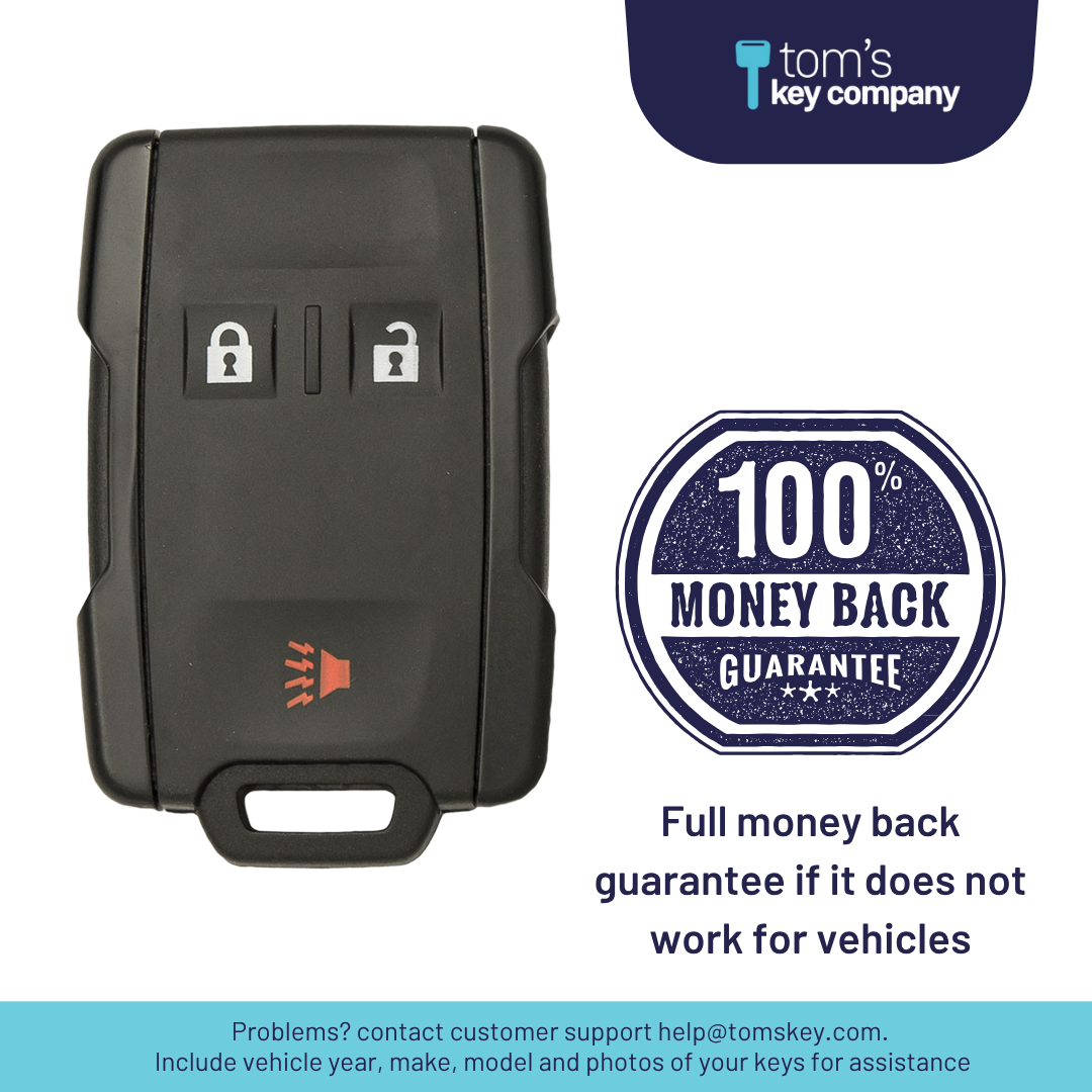 Brand New Aftermarket 3-Button Remote Fob with Lock, Unlock, Panic for Select Chevrolet and GMC Vehicles (CHEFOB-3B-906-K)