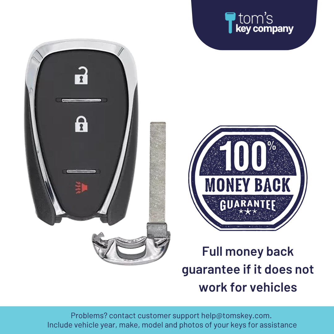Like New Refurbished 3-Button Smart Key Fob with Lock, Unlock, Panic for Select Chevrolet Vehicles (CHESK-3B-922-K)