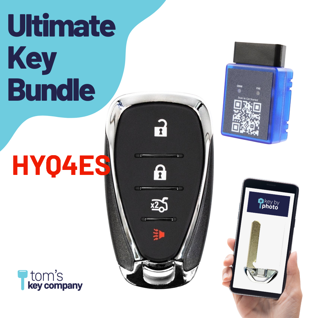 Ultimate Smart Key Bundle with Programming Tool, Refurbished 4-Button Smart Key Fob and Key By Photo for Select Chevrolet Vehicles (CHESK-4B-929-K-UKB)