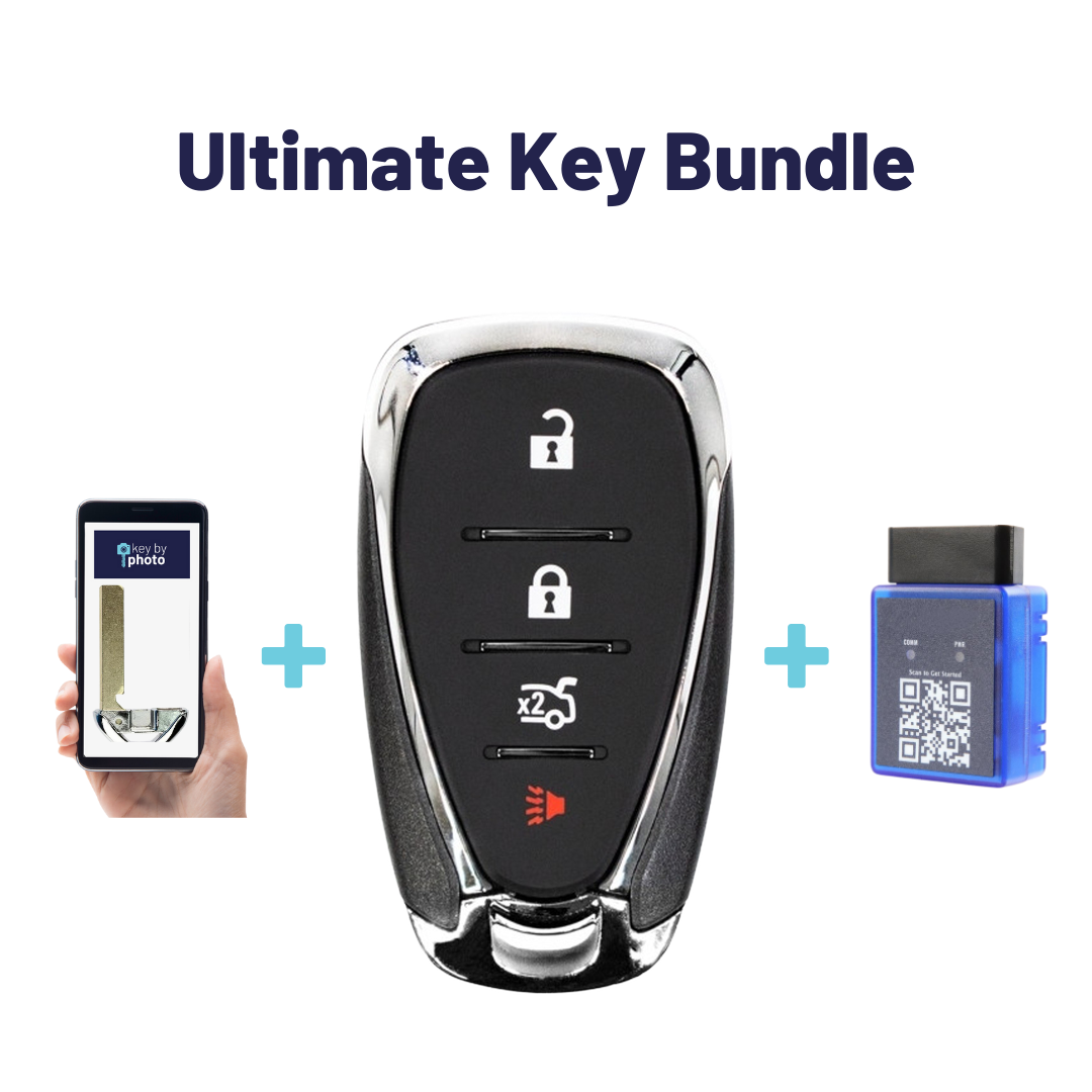 Ultimate Smart Key Bundle with Programming Tool, Aftermarket 4-Button Smart Key Fob and Key By Photo for Select Chevrolet Vehicles (CHESK-4B-929-K-UKB)