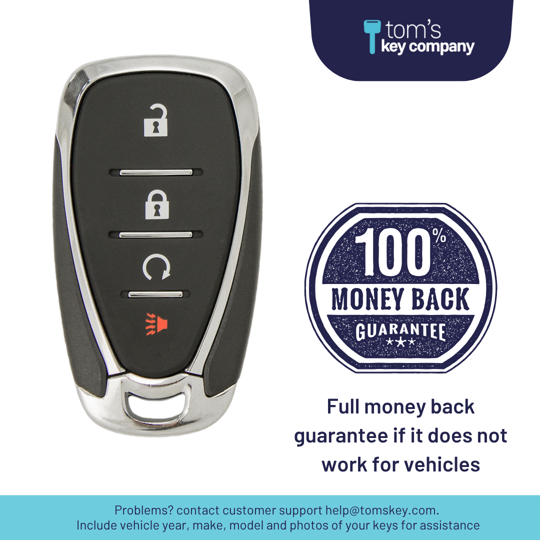 Like New Refurbished 4-Button Smart Key Fob with Lock, Unlock, Remote Start, Panic for Select Chevrolet Vehicles (CHESK-4B-RS-863-K)