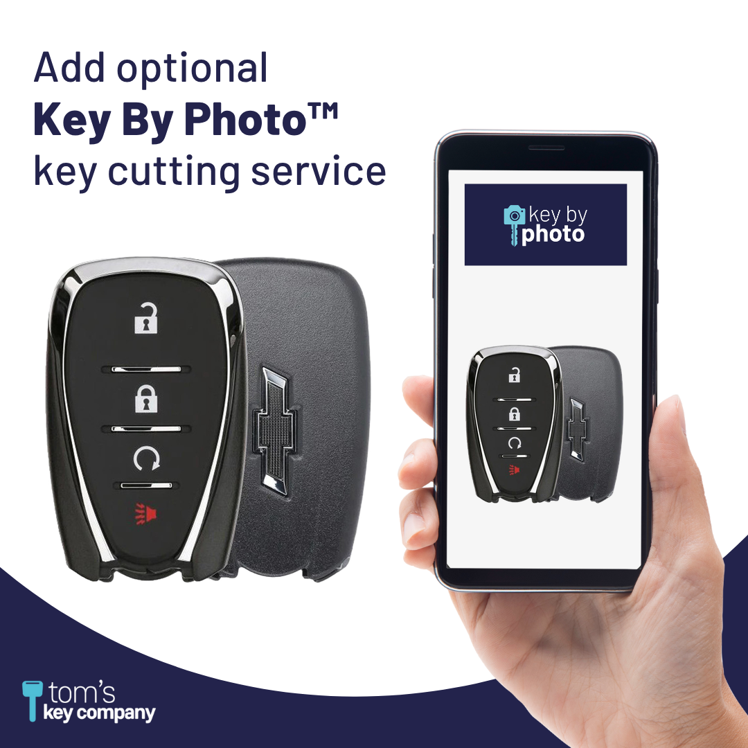 Like New Refurbished 4-Button Smart Key Fob with Lock, Unlock, Remote Start, Panic for Select Chevrolet Vehicles (CHESK-4B-RS-965-REF-K)