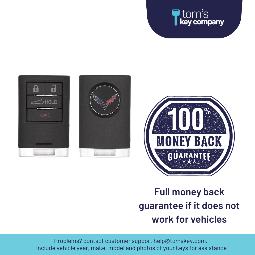 Like New Refurbished 4-Button Smart Key Fob with Lock, Unlock, Trunk Hold, Panic for Select Chevrolet Vehicles (CHESK-4B-TR-17-REF-K)