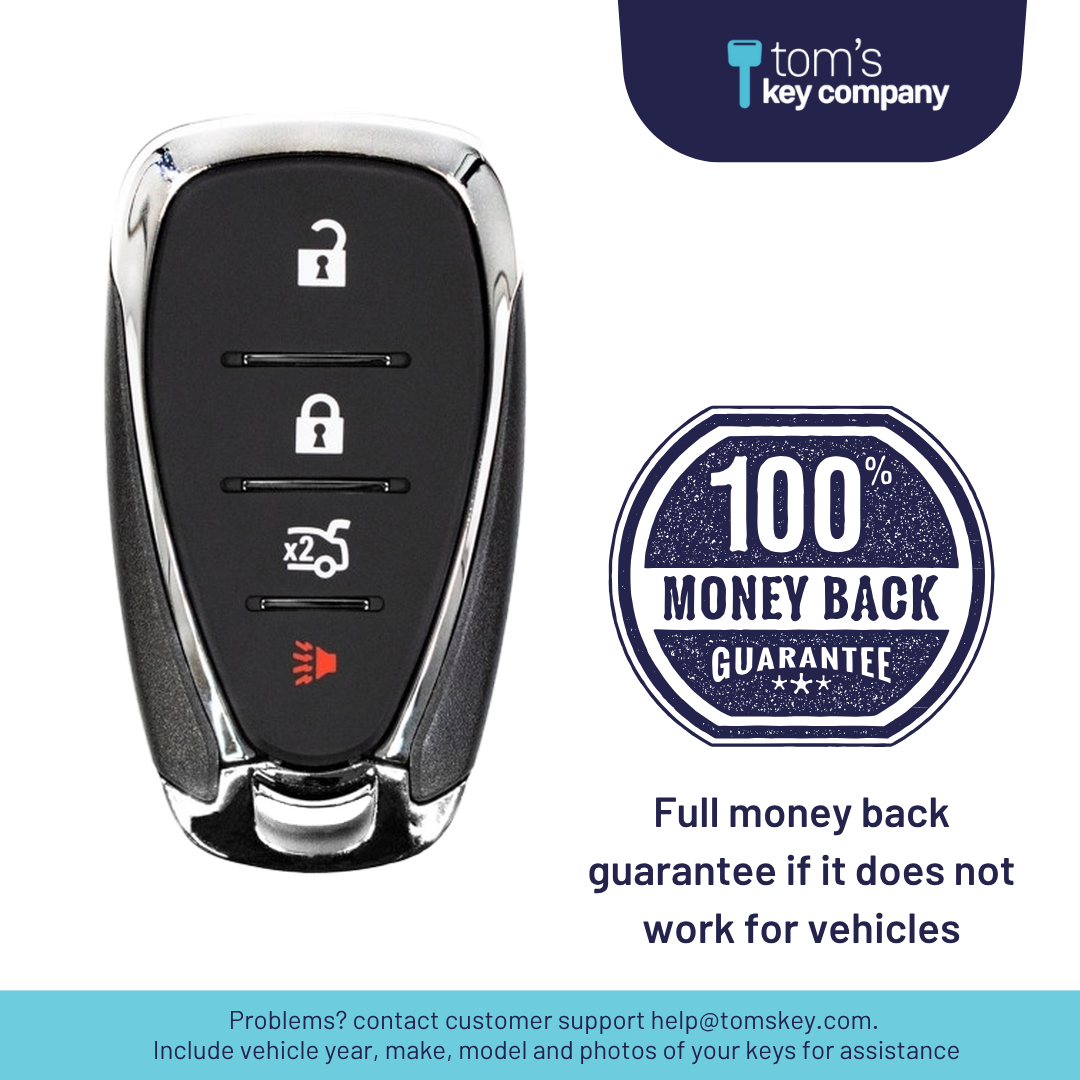 Like New Refurbished 4-Button Smart Key Fob with Lock, Unlock, Trunk, Panic for Select Chevrolet Vehicles (CHESK-4B-TR-929-REF-K)