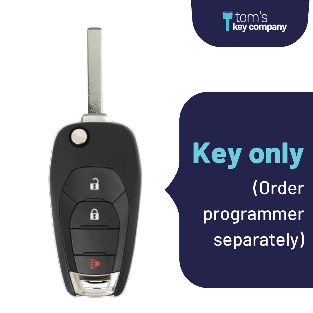 Brand New Aftermarket 3 Button Flip Key for Select Chevrolet Spark and Trax Vehicles