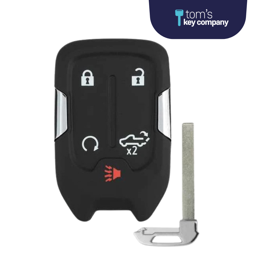 Chevrolet Silverado Brand New Aftermarket 5 Button Smart Key with Tailgate Release and Remote Start (CHEVSK-5B-TG-HYQ1EA-SLVRDO)