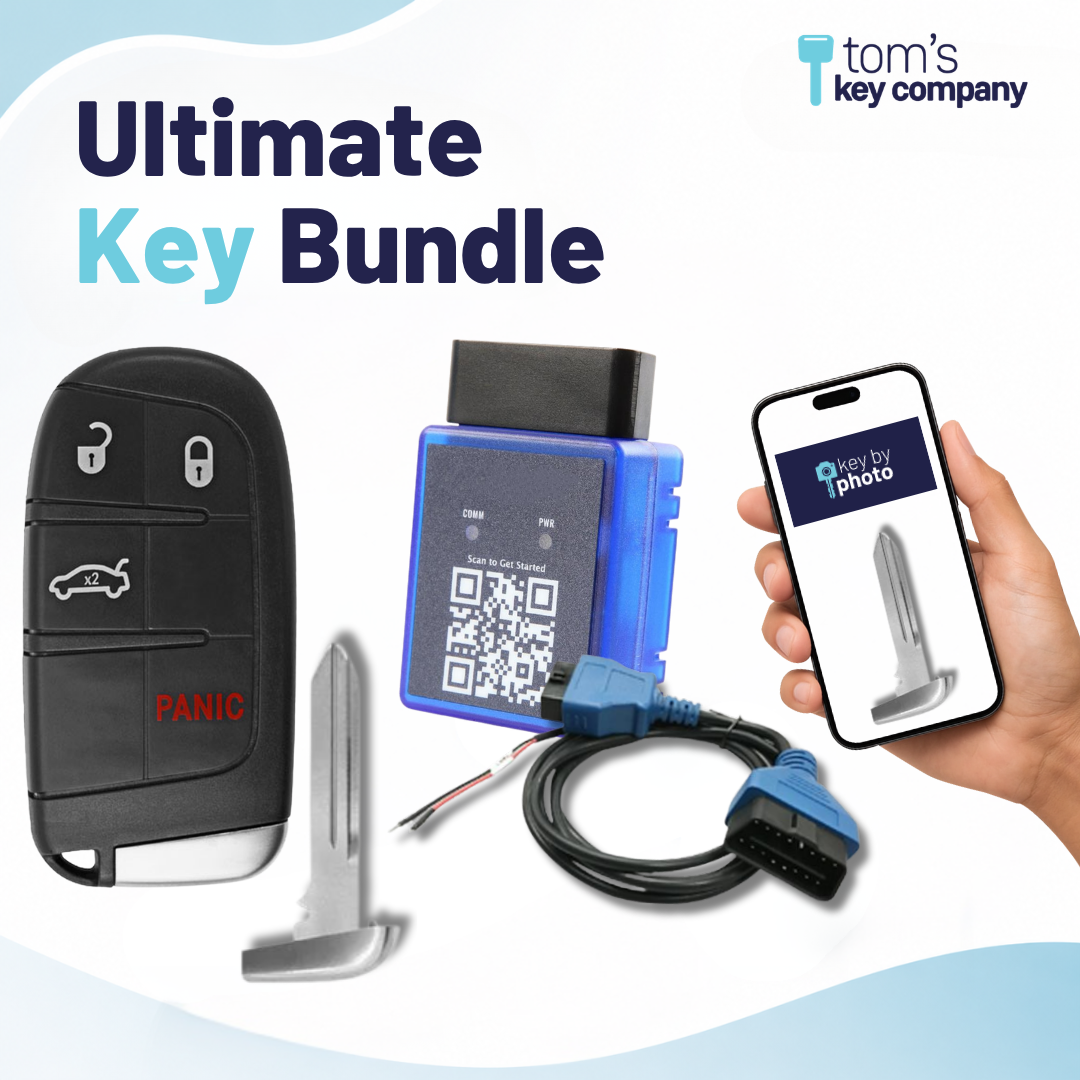 Ultimate DIY Car Key Replacement Kit for Dodge Challenger & Charger (2018) & Chrysler 300 (2018) – 5 Button Smart Key with Trunk Release and Remote Start w/ PairMyKey, Bypass Cable & Key by Photo