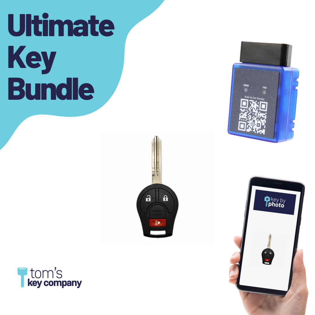 Ultimate Remote Key Bundle with Programming Tool, Aftermarket 3-Button Remote Key and Key By Photo for Select Nissan Vehicles (CWTWB1U751-3B-UKB)