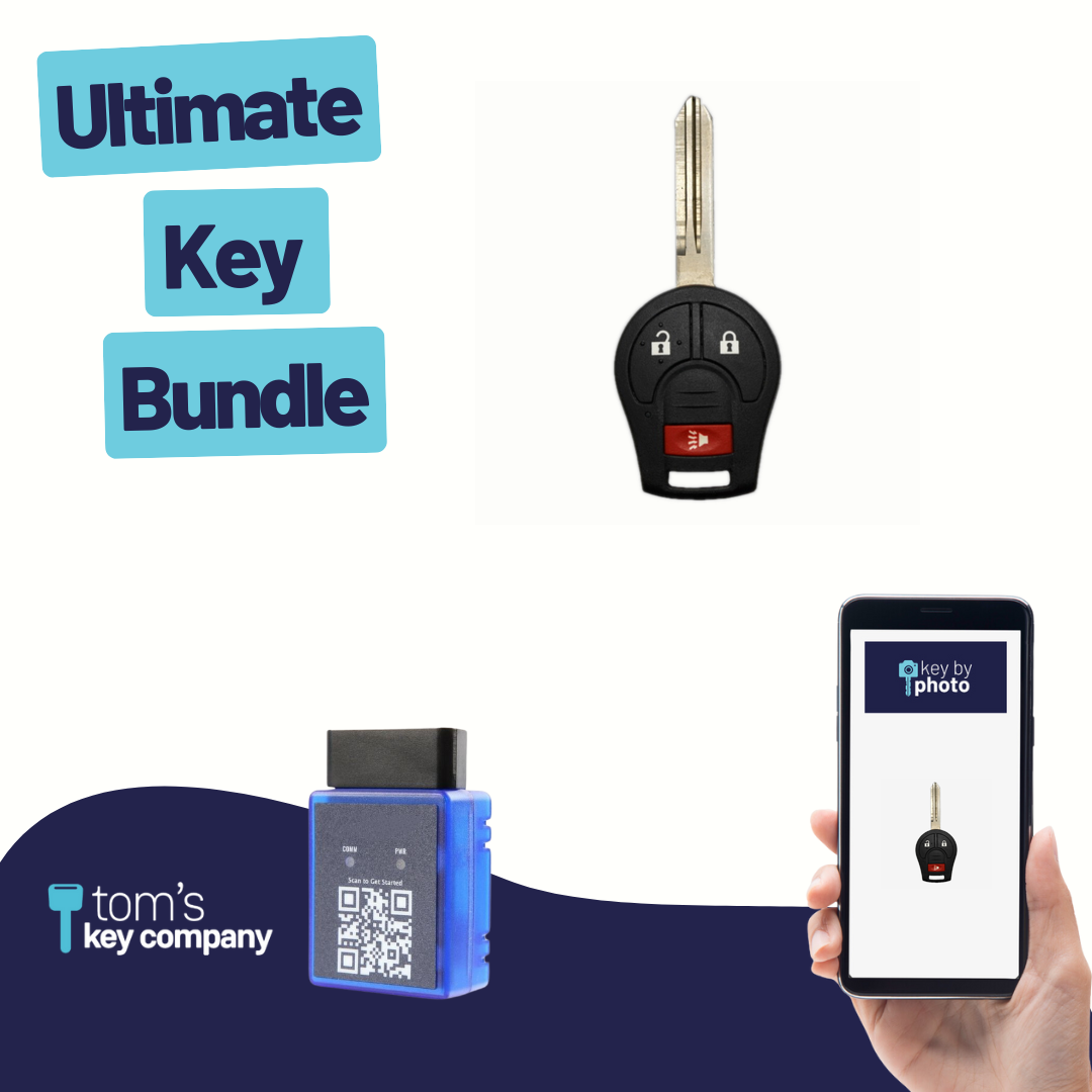 Ultimate Remote Key Bundle with Programming Tool, Aftermarket 3-Button Remote Key and Key By Photo for Select Nissan Vehicles (CWTWB1U751-3B-UKB)