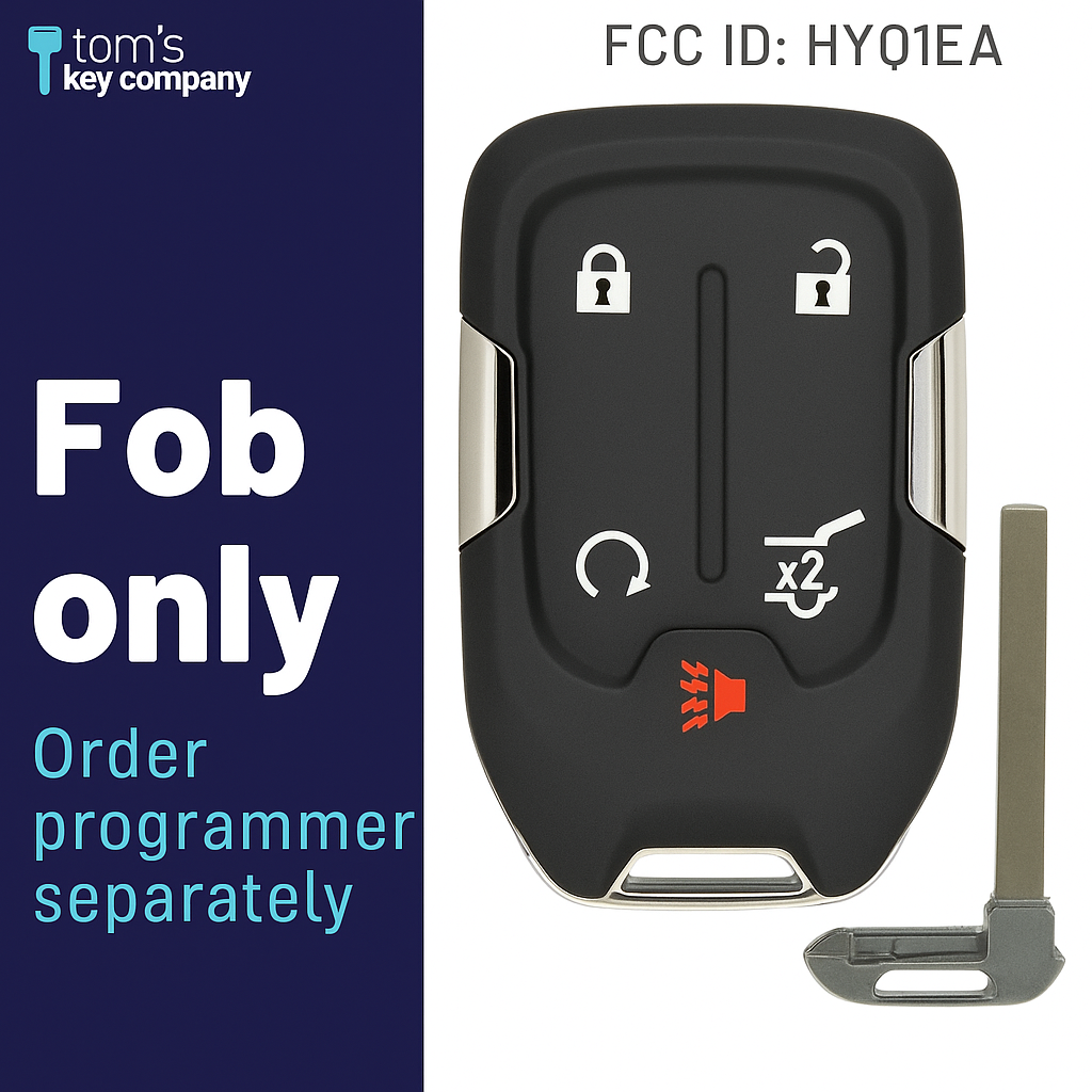 Brand New Aftermarket 5 Button Smart Key with Hatch Release & Remote Start for Select GMC Vehicles (GMSK-5B-HATCH-HYQ1EA)